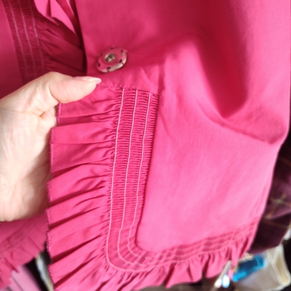 Red Valentino Ruffle Detail Coat in Fuschia Pink💕 $1595 - Picture 10 of 11